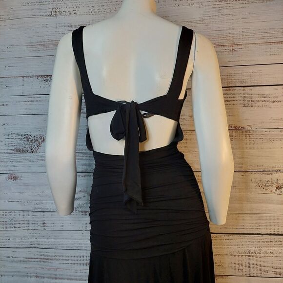 Le chateau Black Long Ruched Knit Formal Dress XXS - Picture 2 of 15